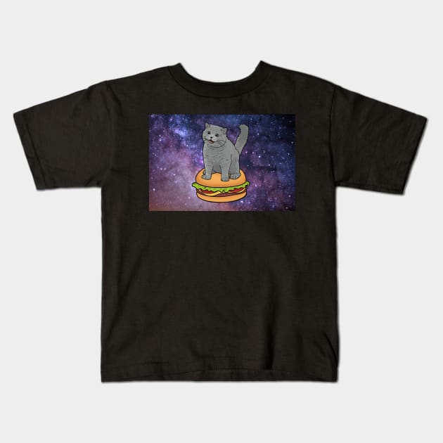 I CAN HAS CHEEZBURGER chubby meme cat in space Kids T-Shirt by sivelobanova